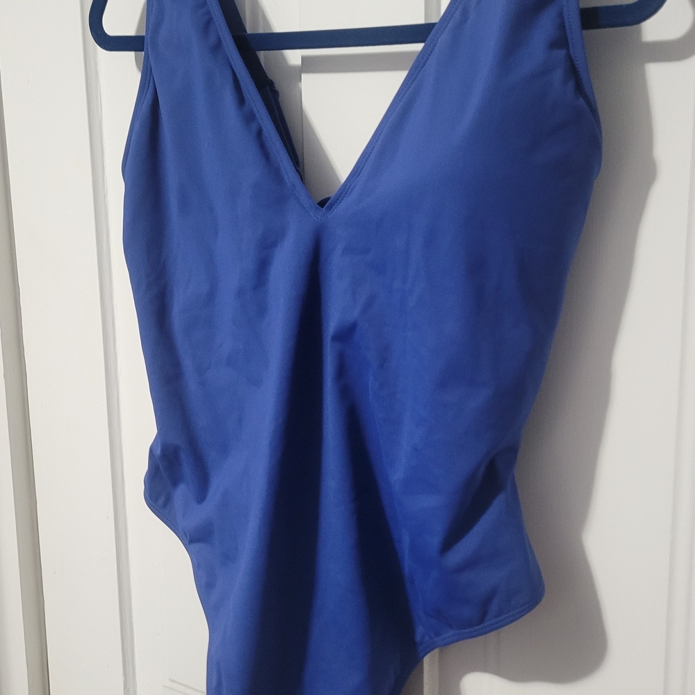 TA3 NavyHi Cut Plungey Waist Cinching Swimsuit Bodysuit